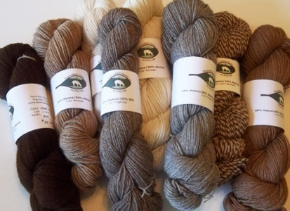 alpaca yarn in natural colors from Snowshoe Farm
