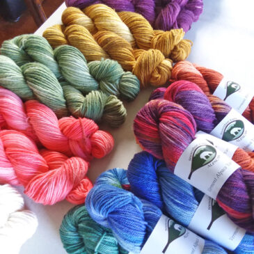 hand dyed alpaca yarn from Snowshoe Farm